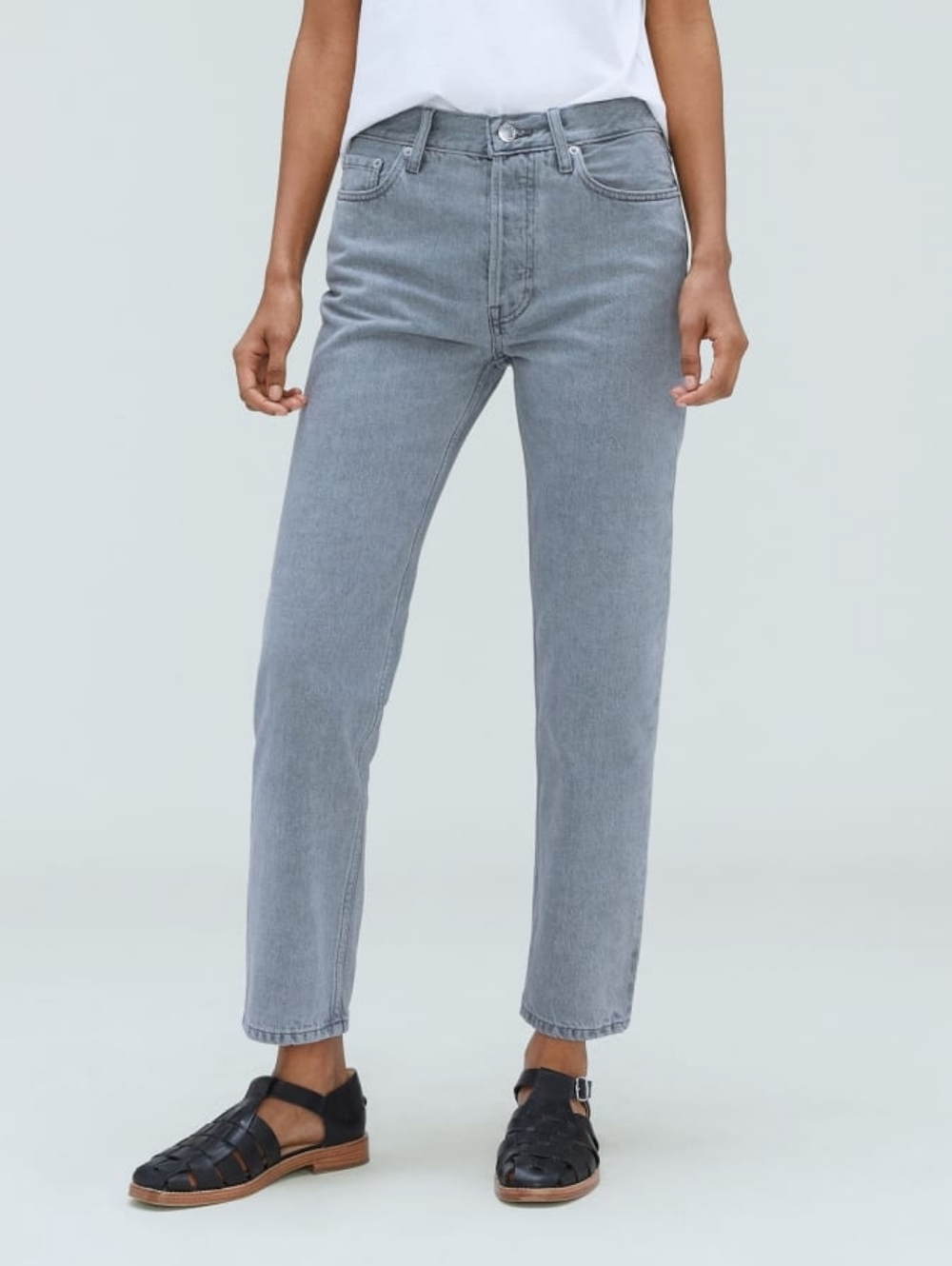 Everlane Gray Mid Rise Button Fly Relaxed Straight Jeans